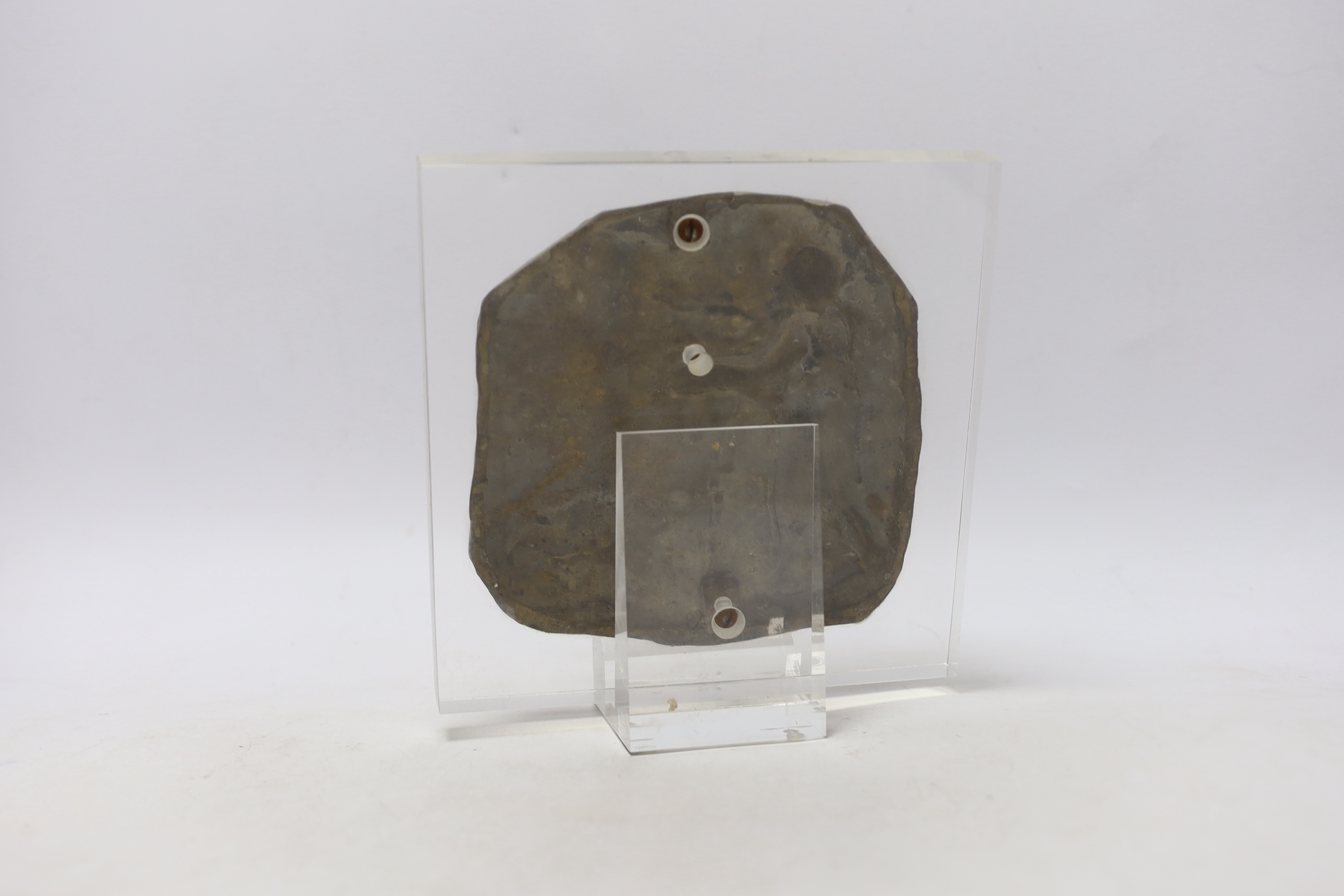 A limited edition bronze plaque by Victor Salmones, 8/10, 17x17cm